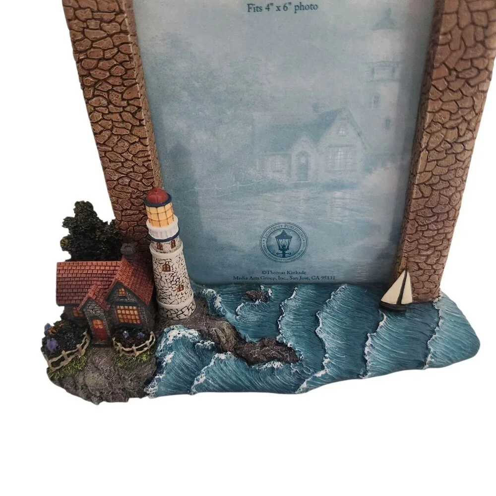 Thomas Kincade Sculpted Frame Beacon Of Hope Lighthouse & Waves for 4”x6” Photo